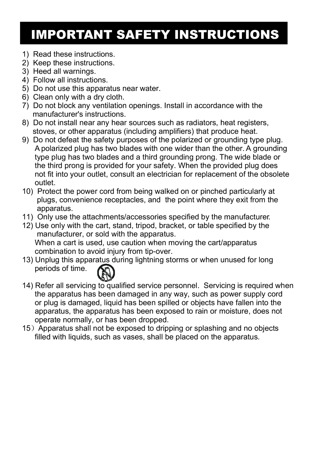 Haier HL19E, HL19W, HL22E, HL15E, L15B user manual Important Safety Instructions 