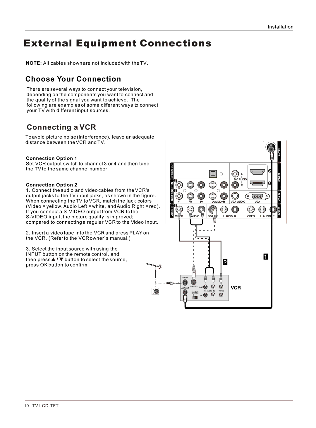 Haier HL26K-B owner manual Choose Your Connection, Connecting a VCR, Connection Option 