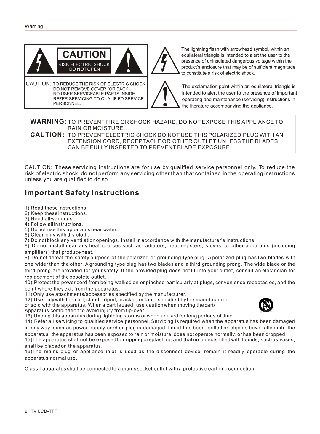 Haier HL26K-B owner manual Important Safety Instructions 