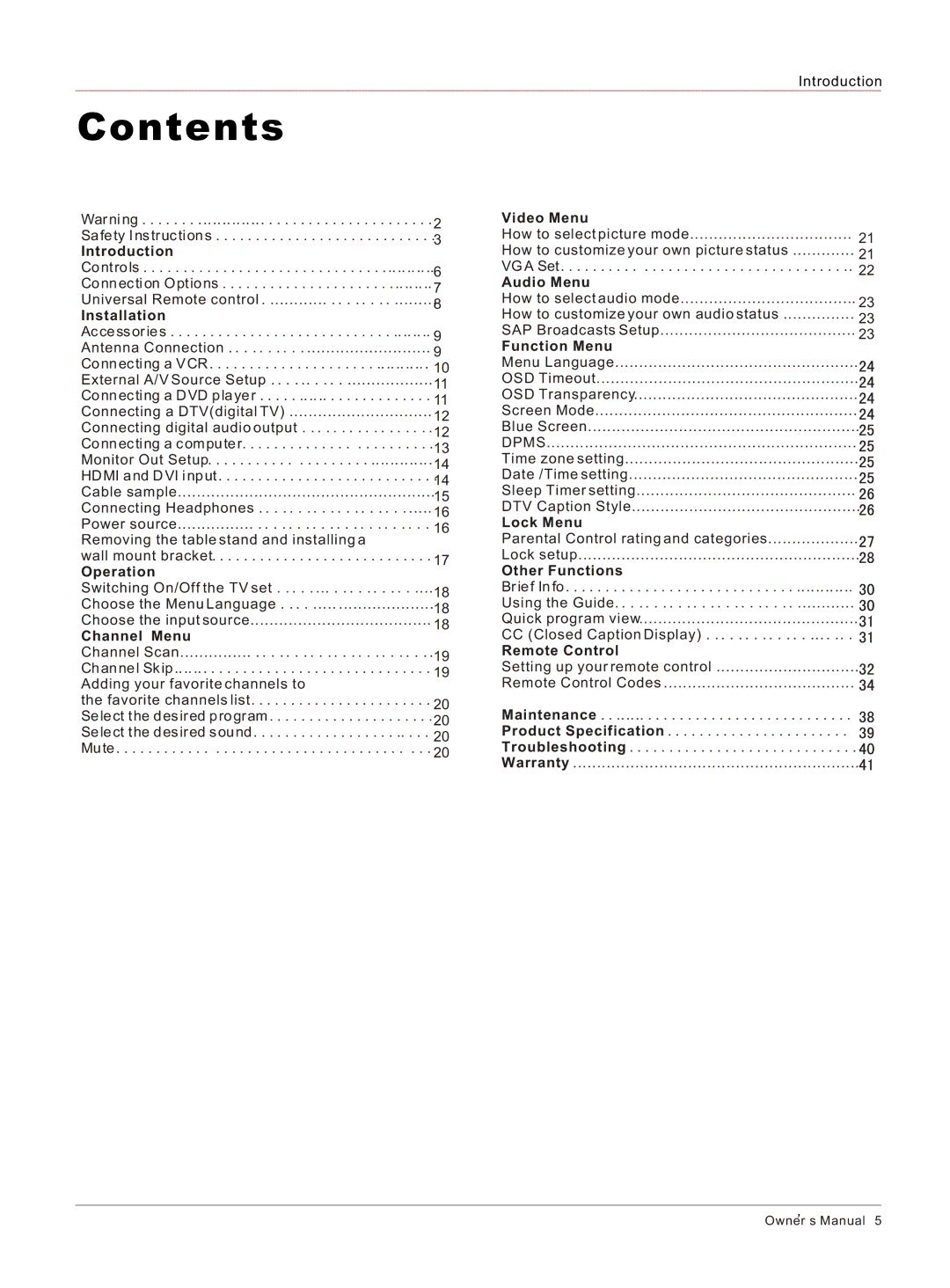 Haier HL26K-B owner manual Contents 