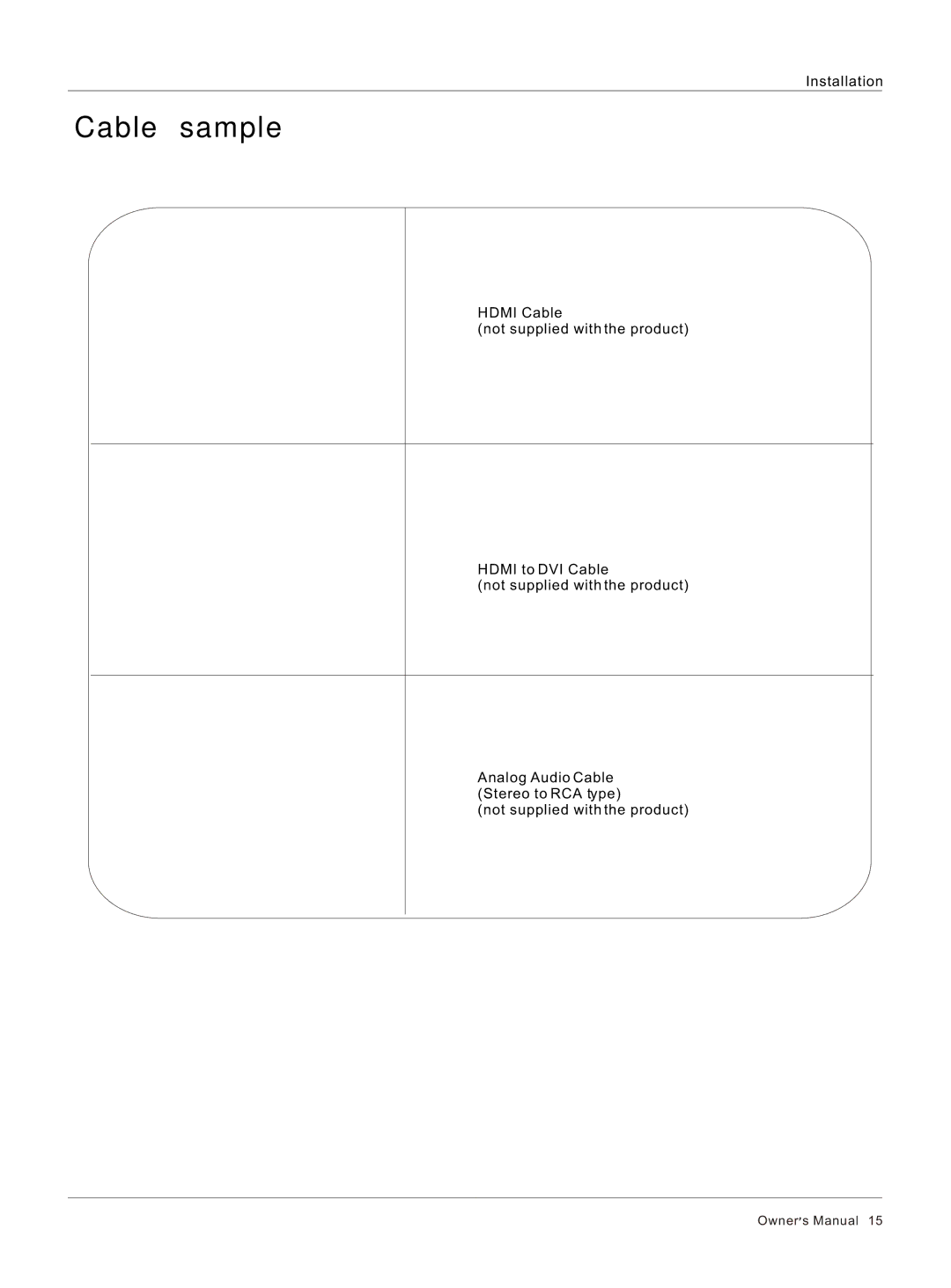 Haier HL32R, HL26R, HL47T, HL52T, HL40R, HL37T, HL42R, HL42T owner manual Cable sample 