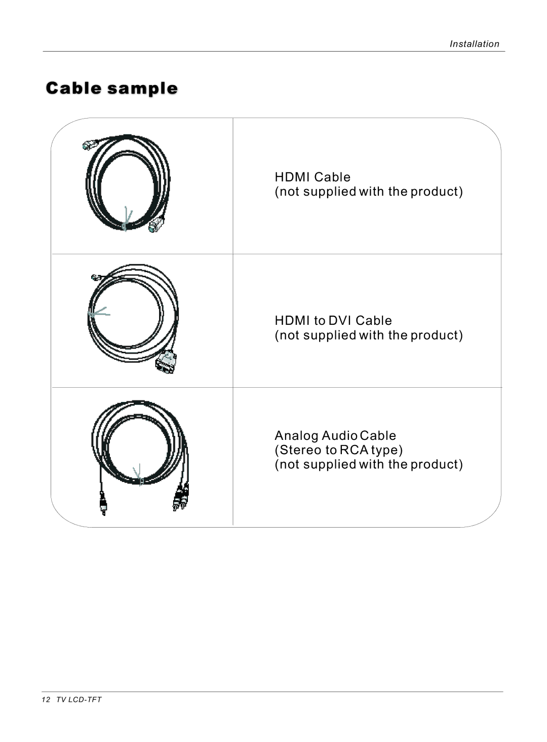 Haier HL32ATB, HL26ATB owner manual Cable sample 