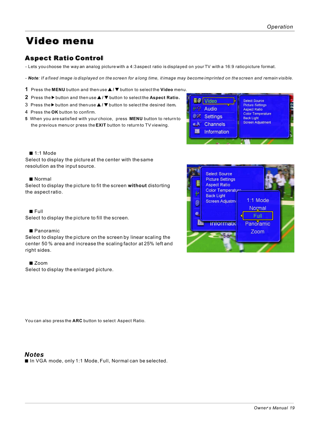 Haier HL32ATB, HL26ATB owner manual Aspect Ratio Control 