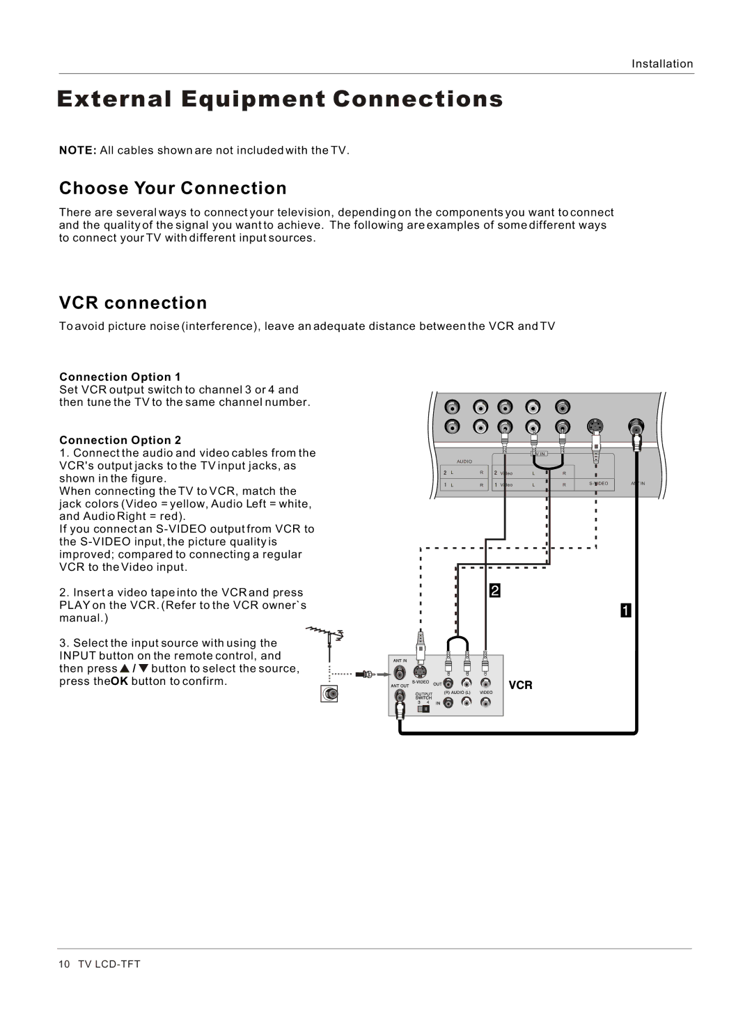 Haier HL32BG, HL26S, HL26BG, HL32S owner manual Choose Your Connection, VCR connection, Connection Option 