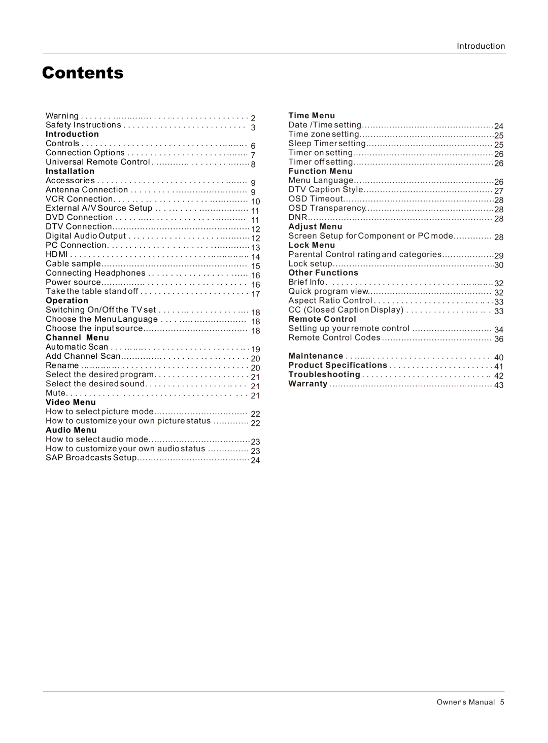 Haier HL32BG, HL26S, HL26BG, HL32S owner manual Contents 