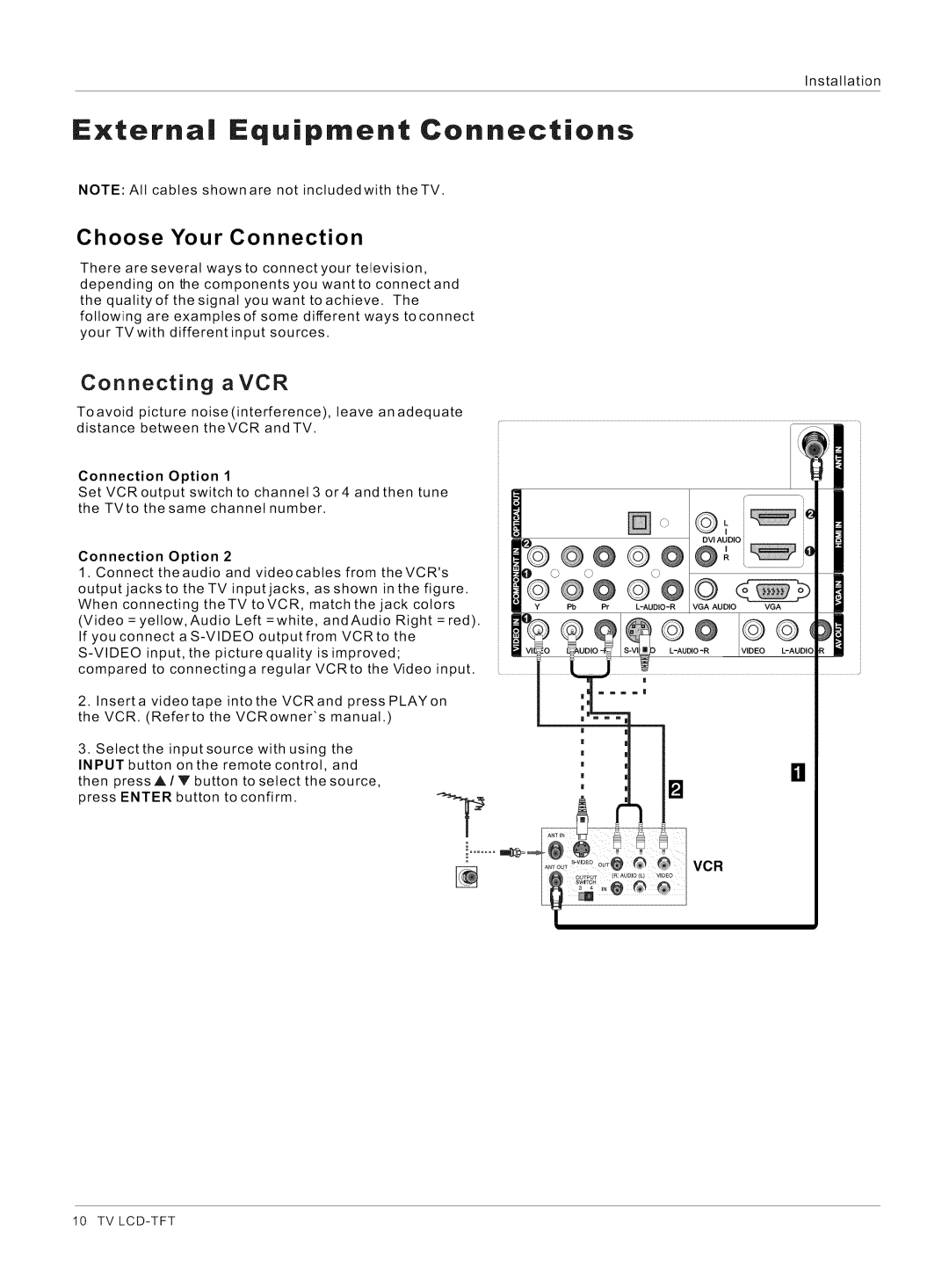 Haier HL32XK1, HL32K1, HL26R1, HL26K1 External Equipment Connections, Choose Your Connection, Connecting aVCR, Ii@ @ @ VCR 