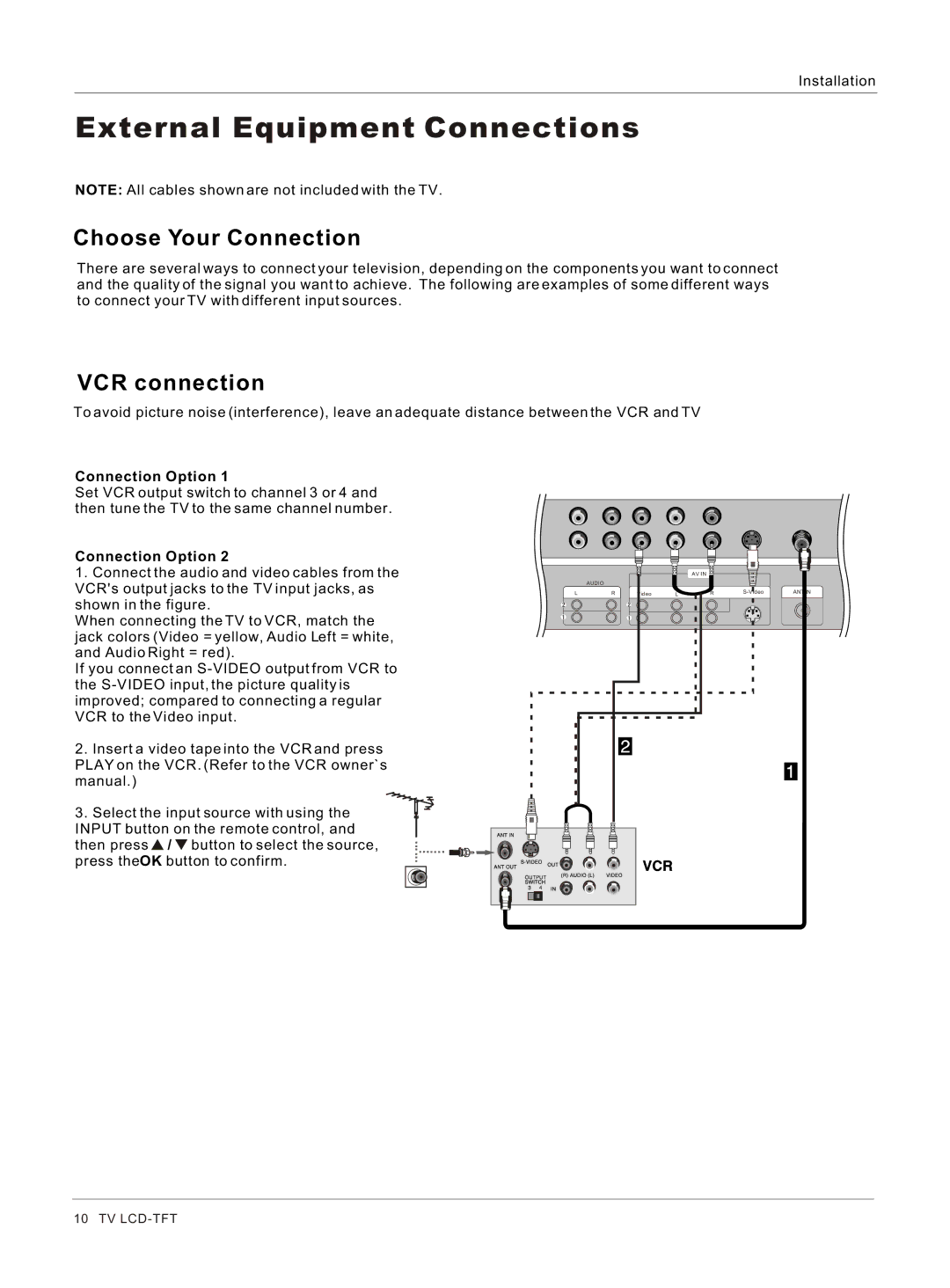 Haier HL40BG, HL37S, HL42BG, HL37BG owner manual Choose Your Connection, VCR connection, Connection Option 