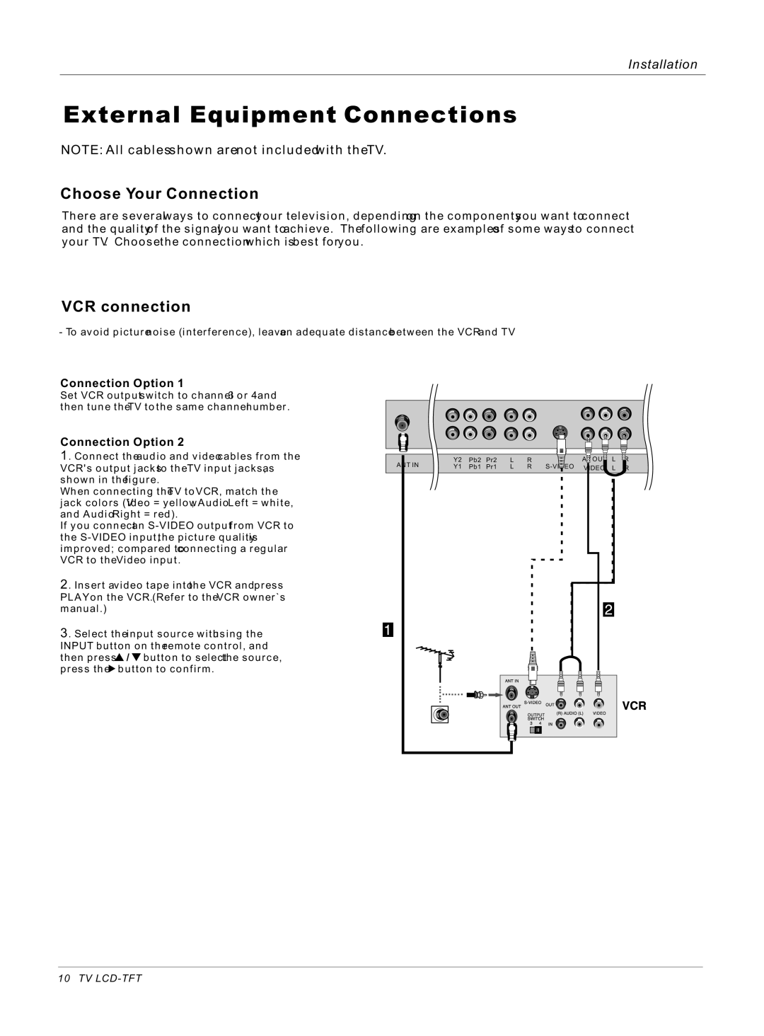 Haier HL42S, HL40B owner manual Choose Your Connection, VCR connection, Connection Option 