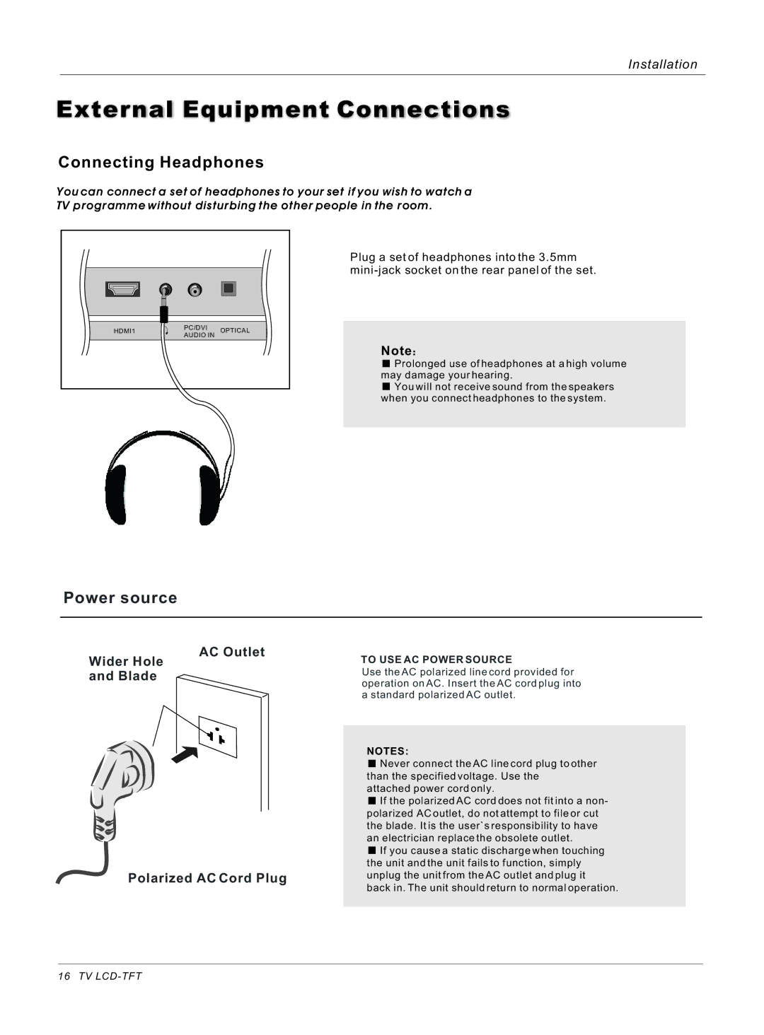 Haier HL42S, HL40B owner manual Connecting Headphones 