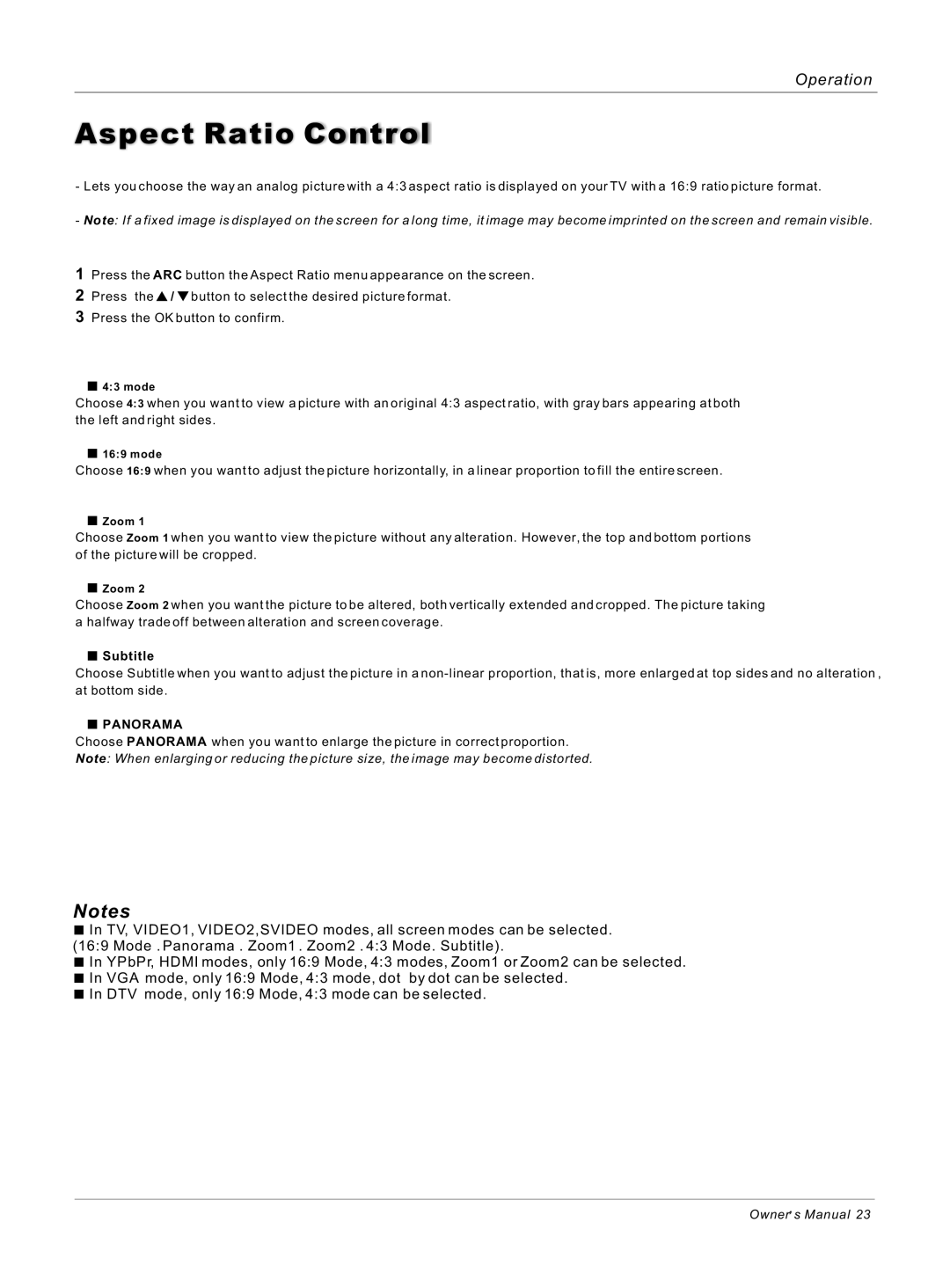 Haier HL40B, HL42S owner manual Aspect Ratio Control, Subtitle 