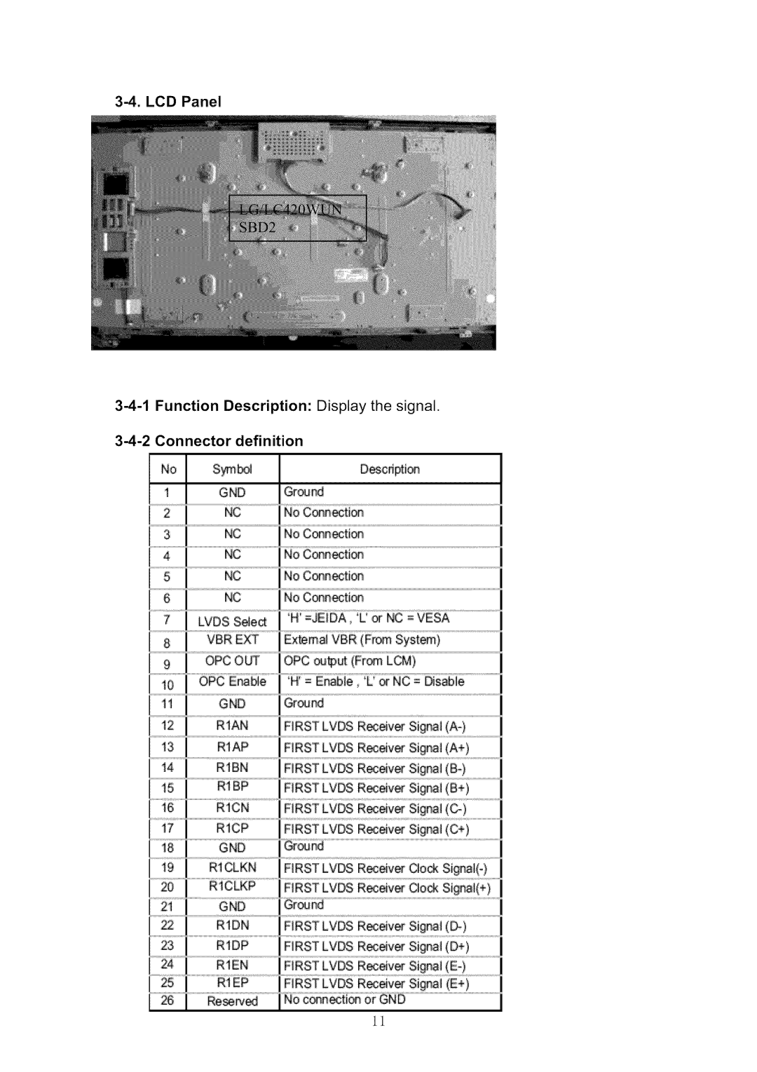 Haier HL42XR1 Descdion, No Conntign No Conntien No Conntion No ConneXion, Exmal VBR From System, OPC ou From Lcivi, Grou 