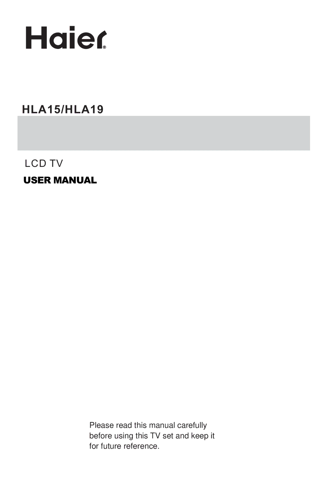 Haier user manual HLA15/HLA19 