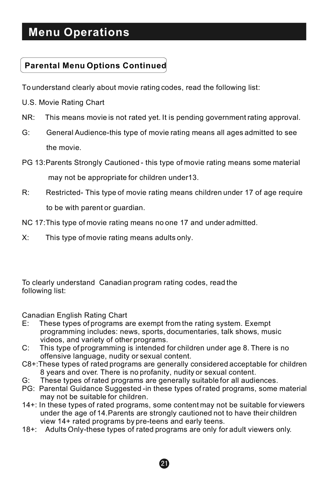 Haier HLA15 user manual Menu Operations 