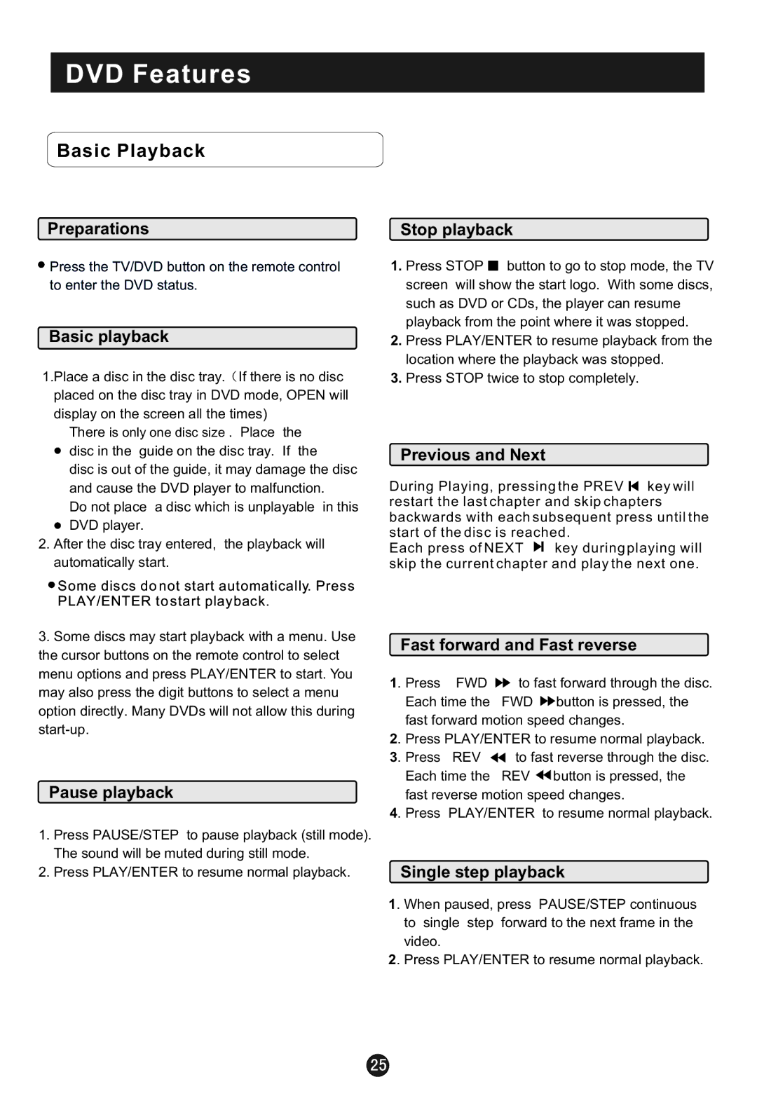 Haier HLC1 user manual DVD Features, Basic Playback 