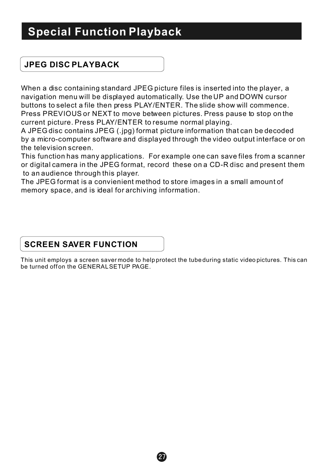 Haier HLC1 user manual Special Function Playback, Jpeg Disc Playback 