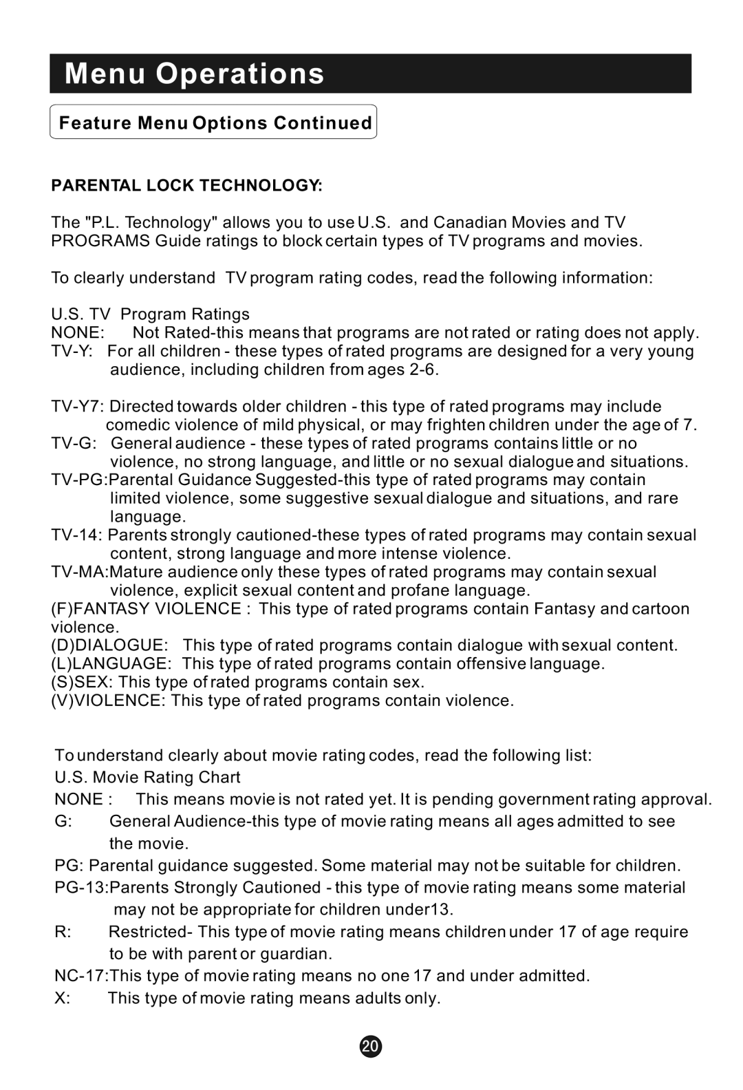 Haier HLC22E user manual Parental Lock Technology 