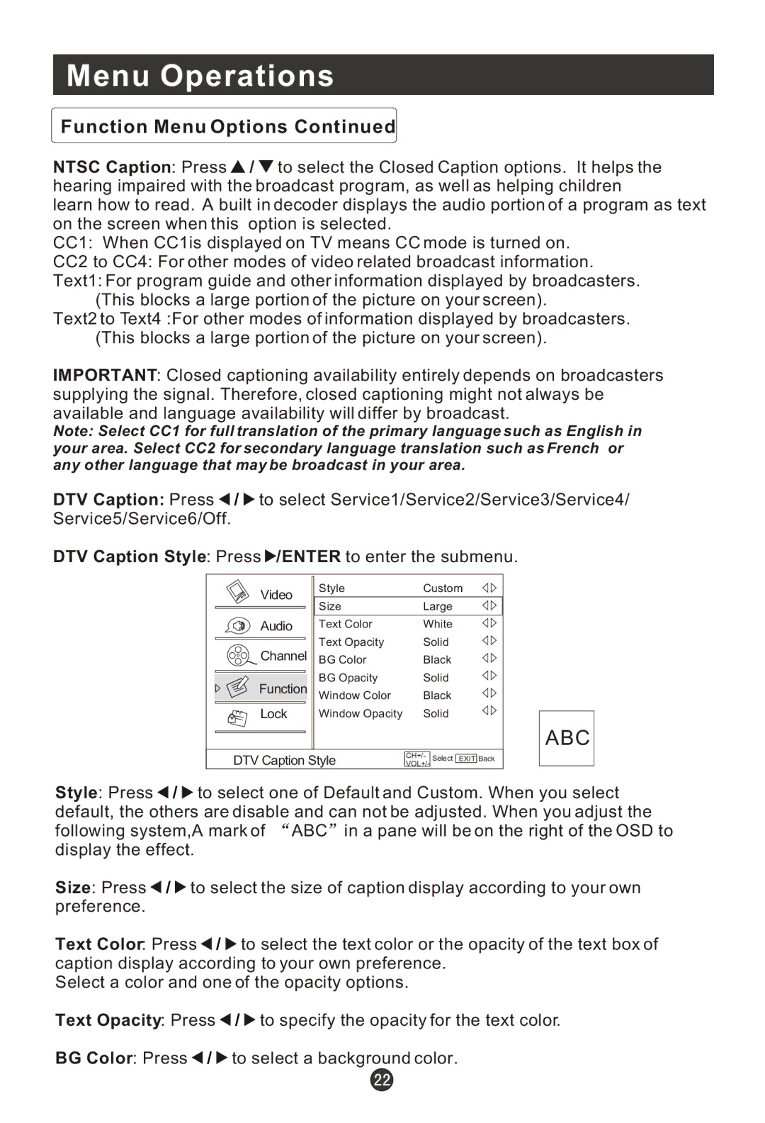 Haier HLC22R1, HLC19K1, HLC19R1, HL22F1, HL22K1, HL22R1, HL19K1, HL19R1, HLC22K1 user manual Abc 