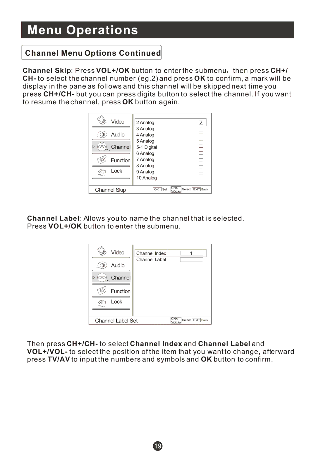 Haier HL22T, HLC22T, HLC22R, HL15RW, HL19RW, HLC19RW, HLC15RW, HL15T, HL22R, HL19T, HLC15T, HLC19T user manual Channel Skip 