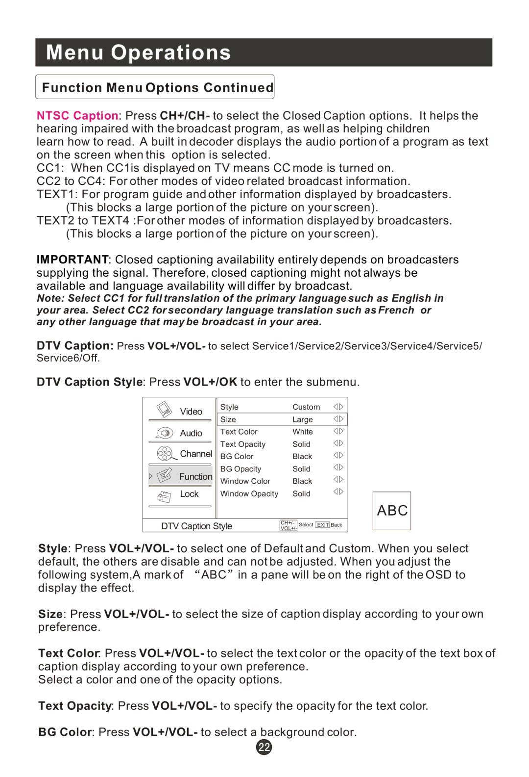 Haier HLC22T, HLC22R, HL15RW, HL19RW, HLC19RW, HLC15RW, HL15T, HL22T, HL22R, HL19T, HLC15T, HLC19T user manual Abc 