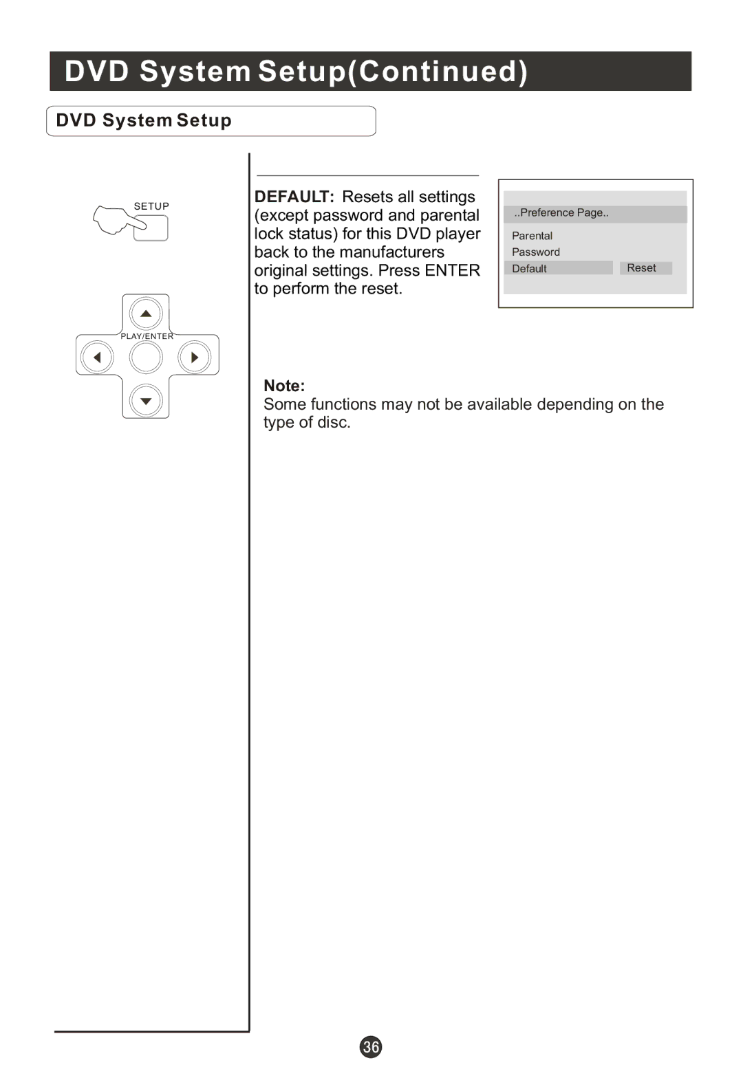 Haier HL22R, HLC22T, HLC22R, HL15RW, HL19RW, HLC19RW, HLC15RW, HL15T, HL22T, HL19T Preference Parental Password DefaultReset 