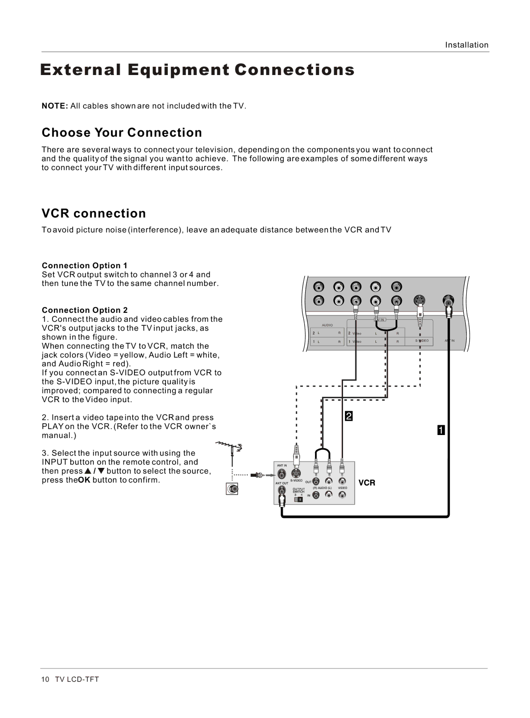 Haier HLC26 owner manual Choose Your Connection, VCR connection, Connection Option 