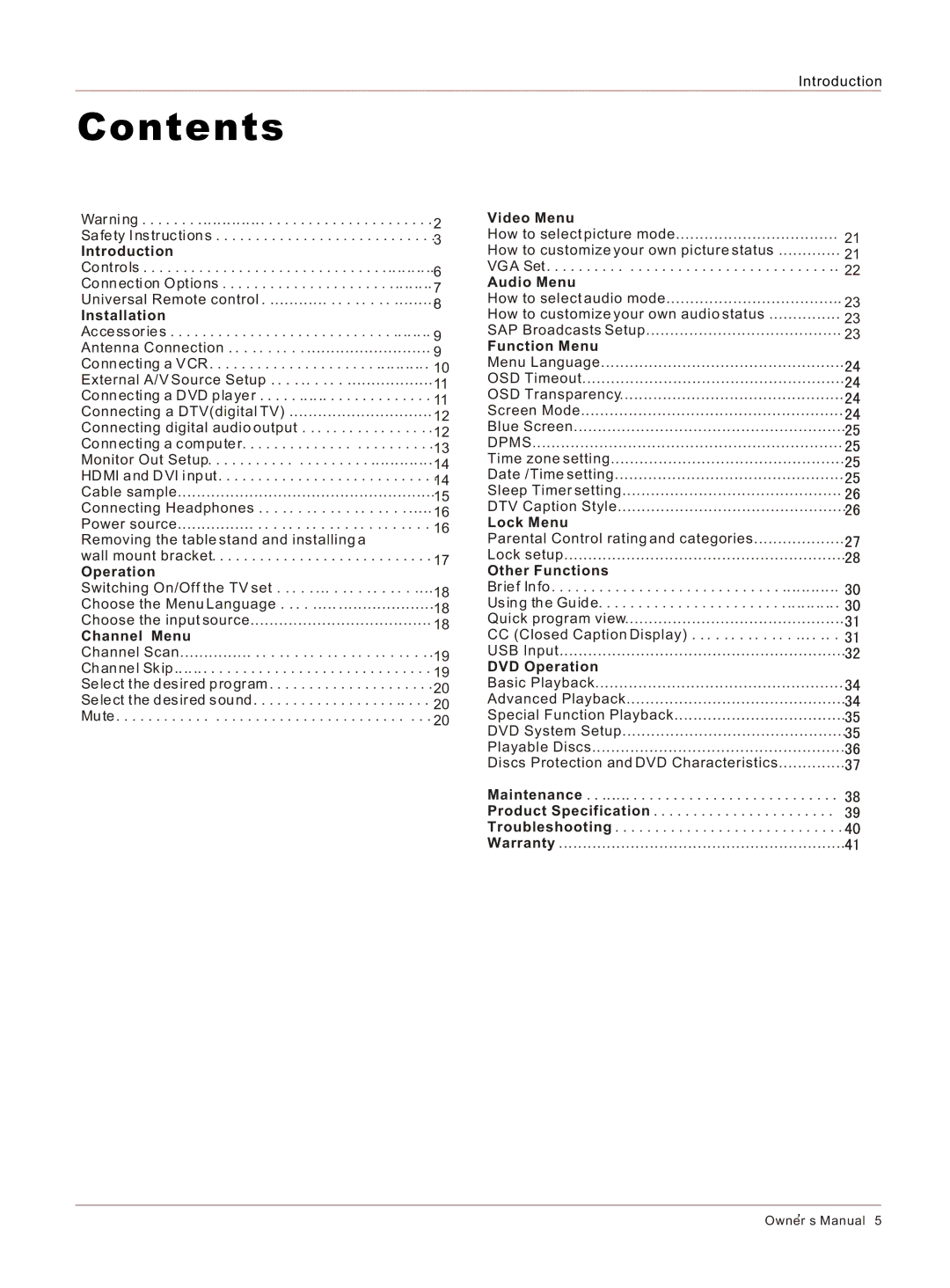 Haier HLC26R1, HLC32R1 owner manual Contents 