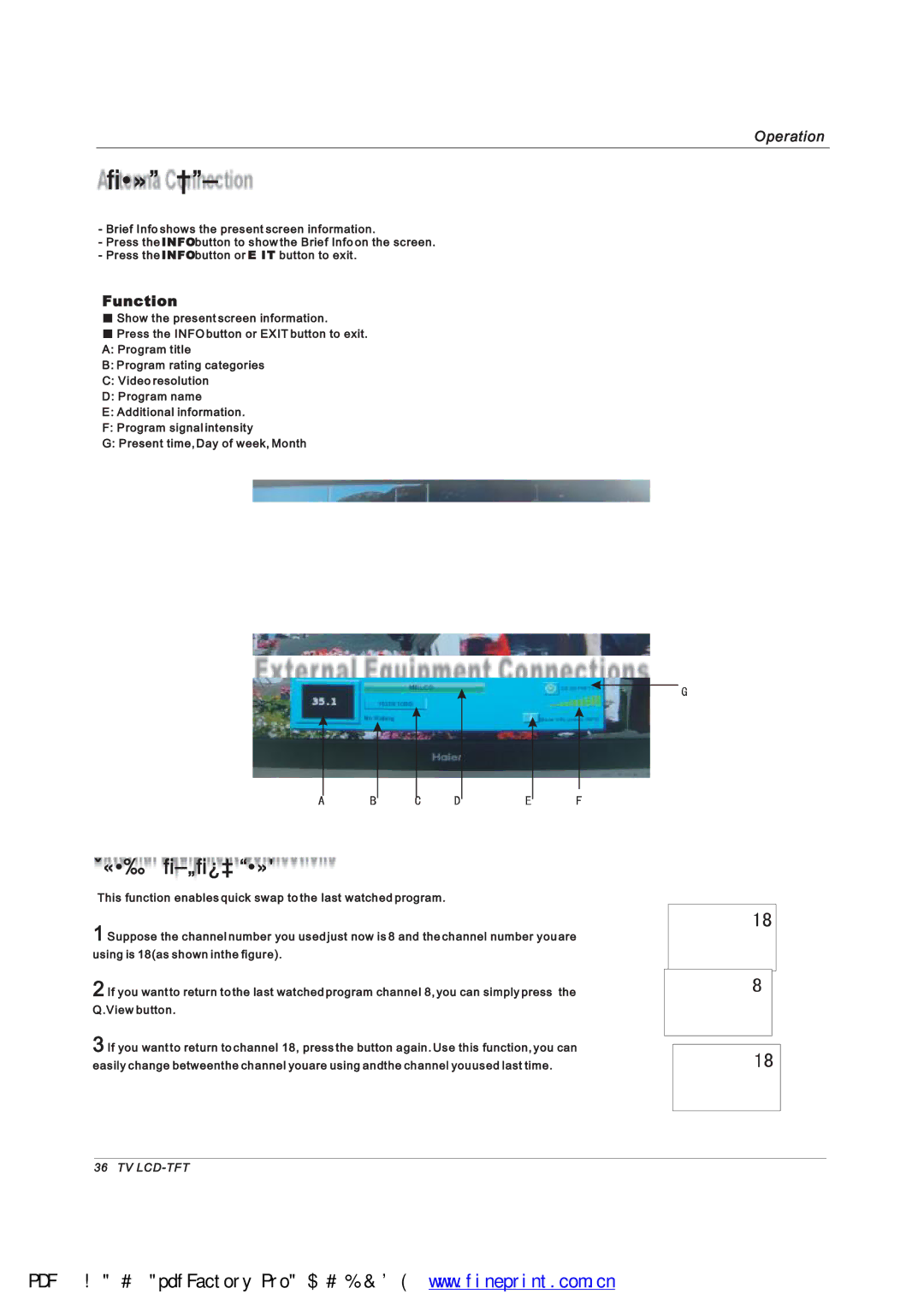 Haier HLH326BB, HLH42ATBB, HLH426BB, HLH406BB, HLH32ATBB, HLH26ATBB, HLH266BB, HLH37ATBB manual ·»º ×²º±ò, «·½µ ±¹¿³ ª·», «²½¬·±²æ 