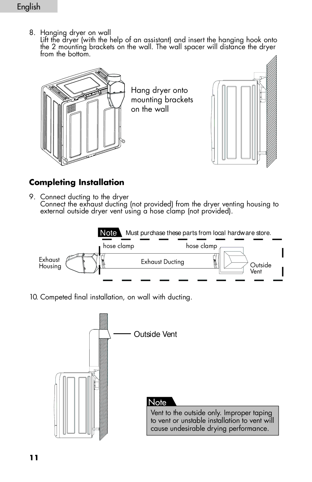 Haier HLP140E, HLP141E user manual Completing Installation 