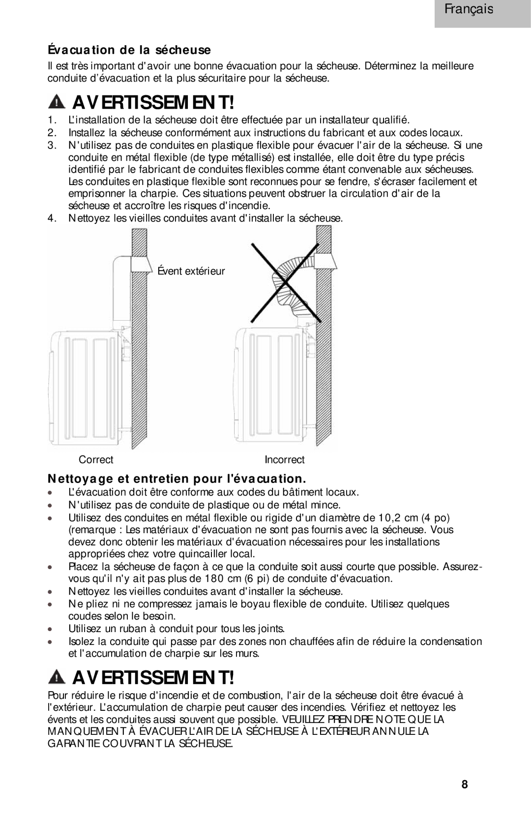 Haier HLP141E, HLP140E user manual Avertissement 