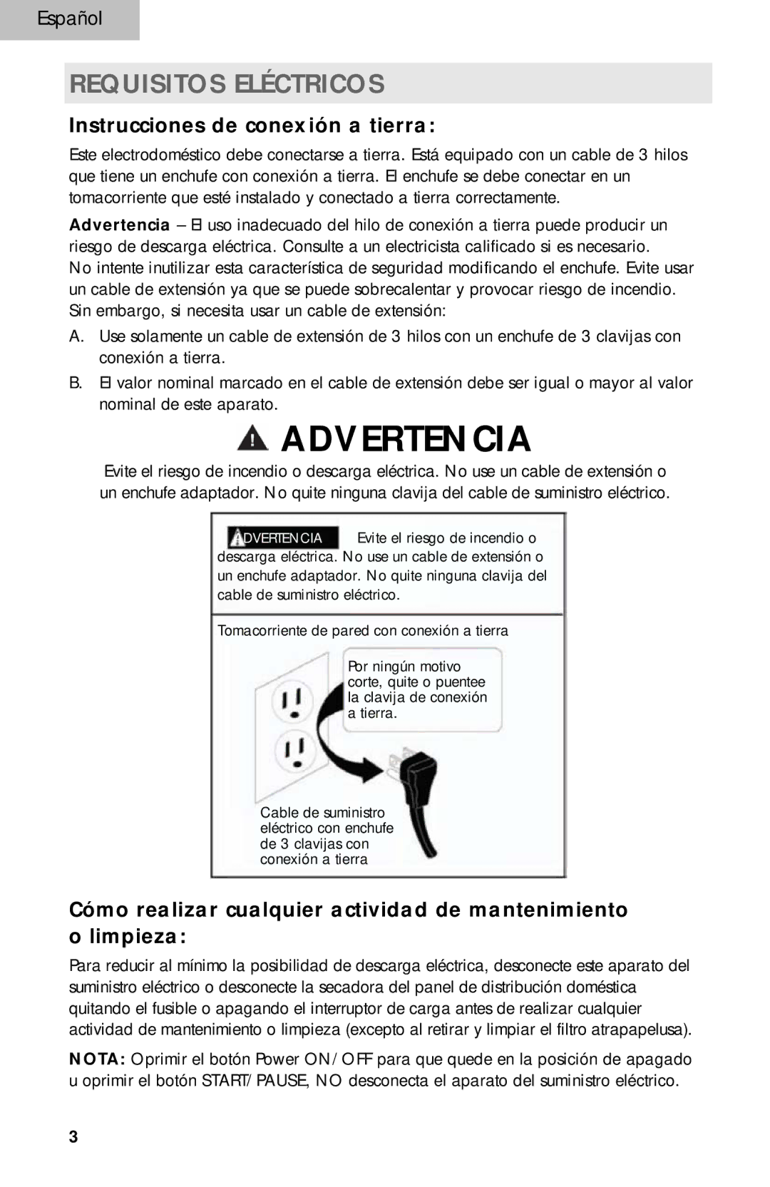 Haier HLP140E, HLP141E user manual Requisitos Eléctricos, Instrucciones de conexión a tierra 