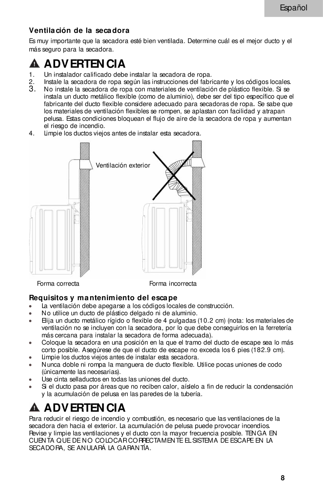 Haier HLP141E, HLP140E user manual Advertencia 