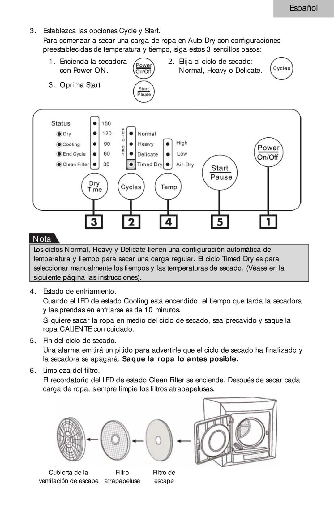 Haier HLP141E, HLP140E user manual Nota 