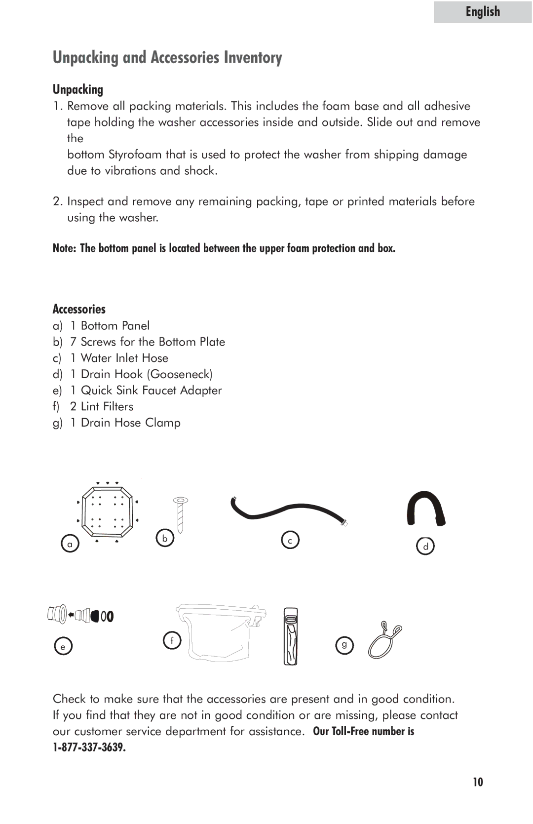 Haier HLP23E user manual Unpacking and Accessories Inventory 