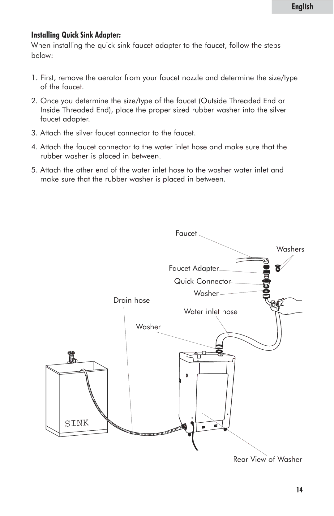 Haier HLP23E user manual English Installing Quick Sink Adapter 