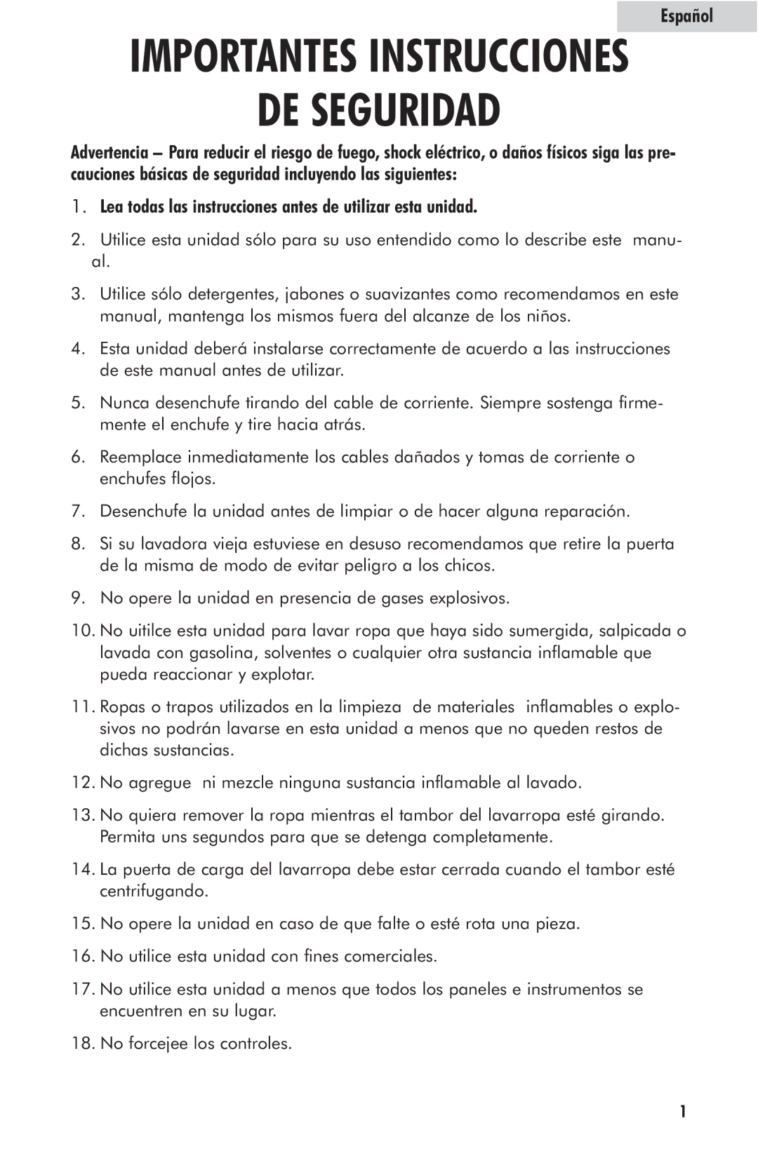 Haier HLP23E user manual Español, Lea todas las instrucciones antes de utilizar esta unidad 