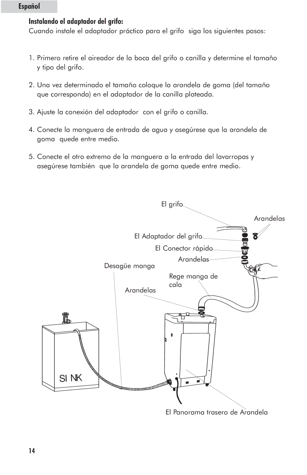 Haier HLP23E user manual Español Instalando el adaptador del grifo 