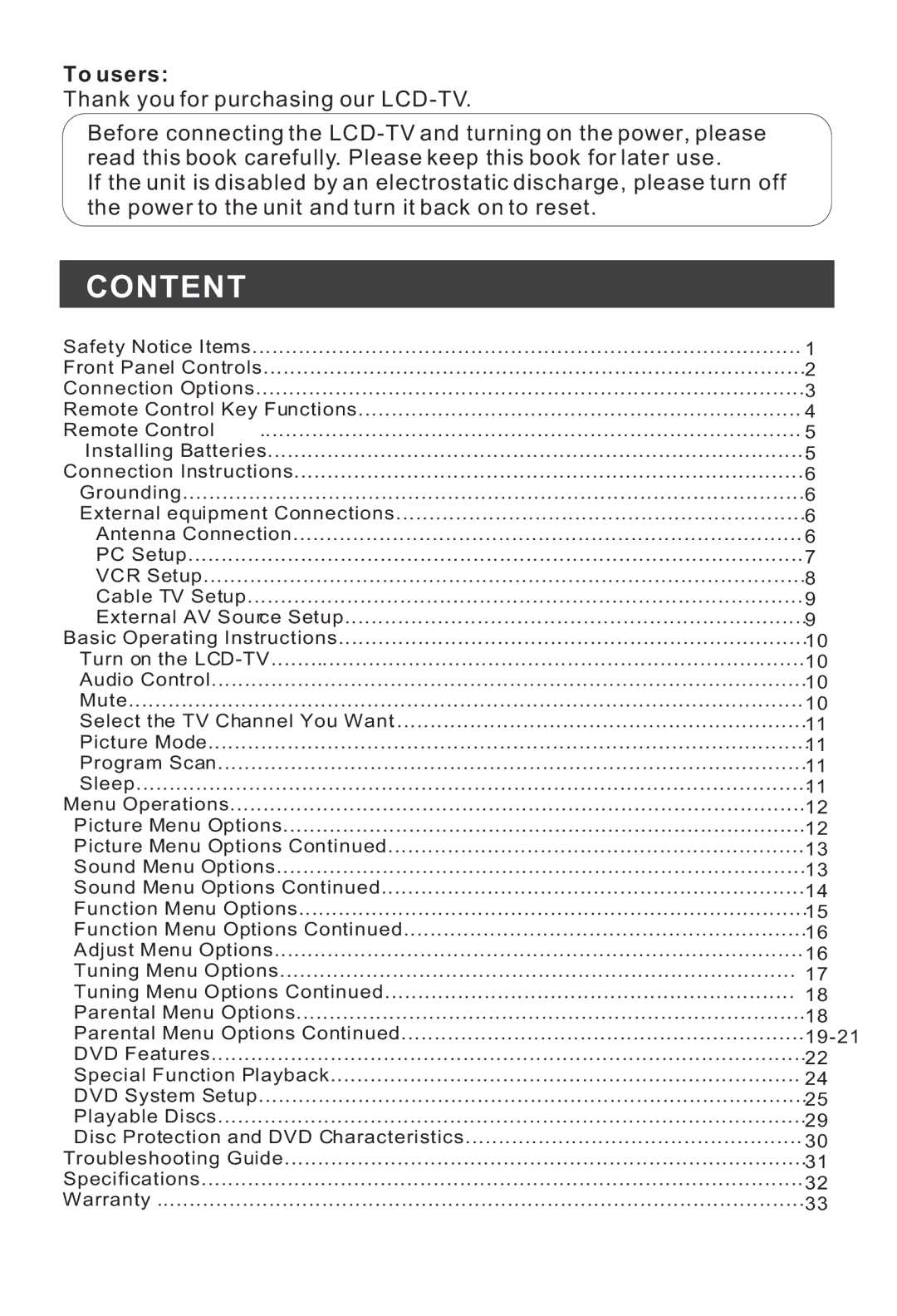 Haier HLTDC15, HLTDC20 user manual Content, To users 