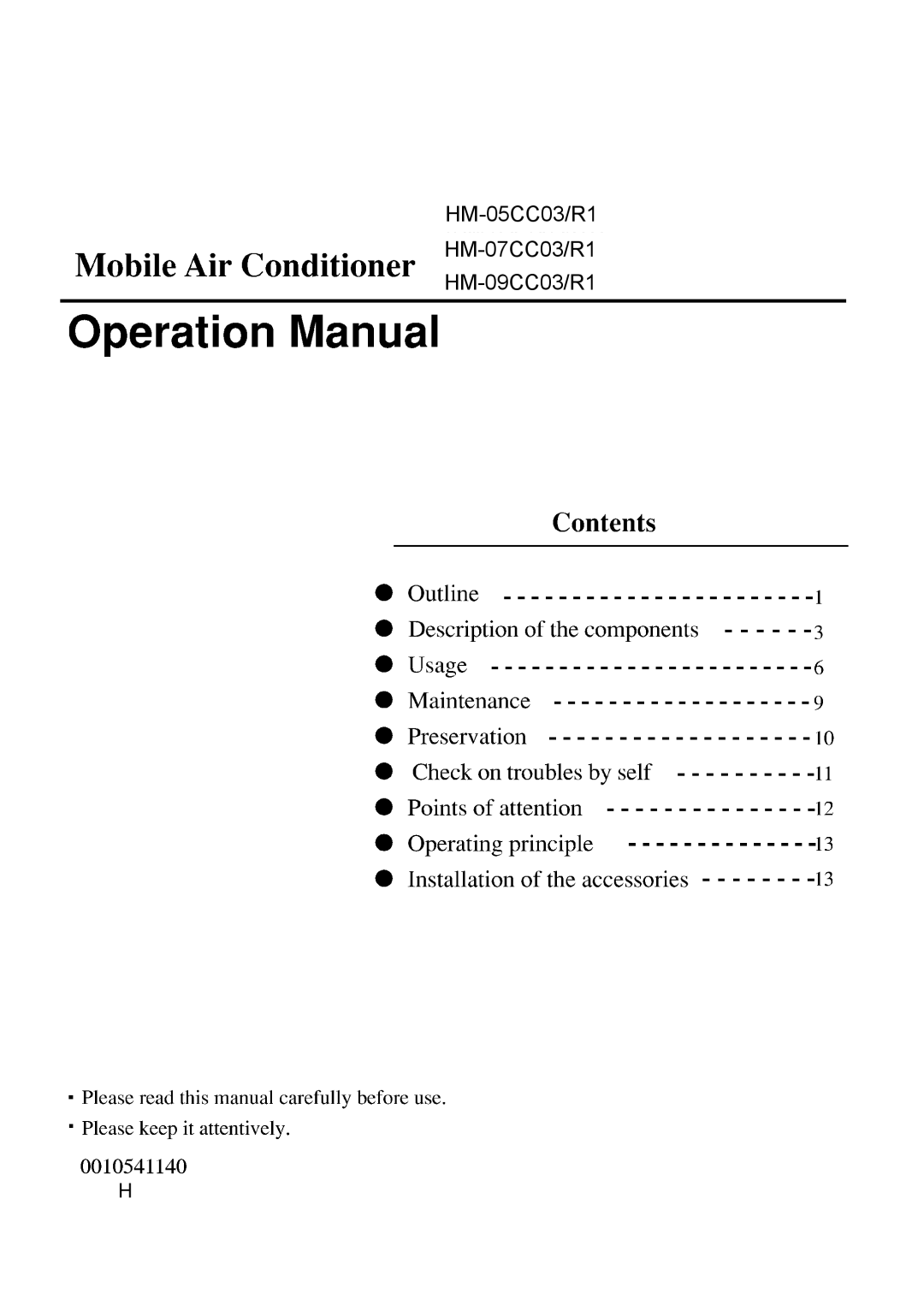 Haier manual HM-05CC03/R1 HM-07CC03/R1 HM-09CC03/R1 