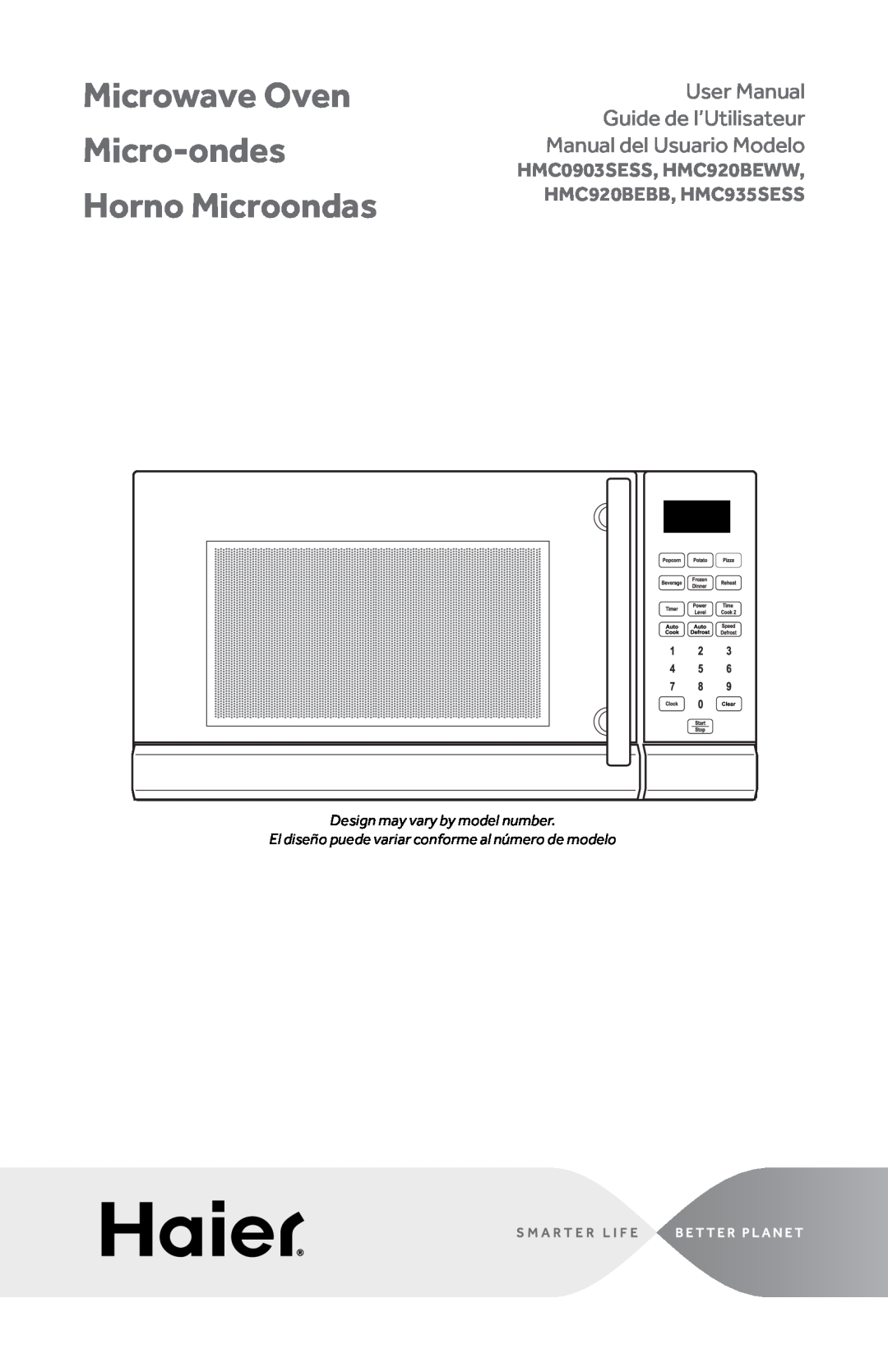 Haier user manual Microwave Oven Micro-ondes Horno Microondas, HMC0903SESS, HMC920BEWW, HMC920BEBB, HMC935SESS 