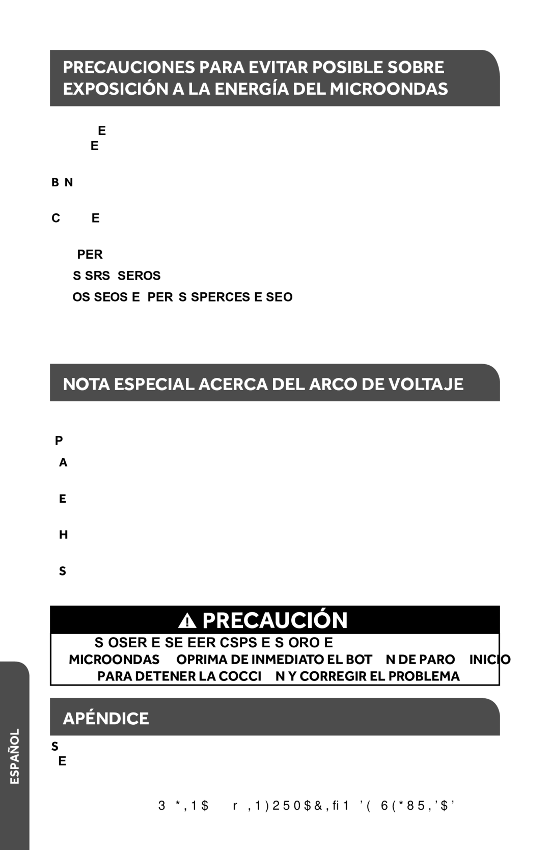 Haier HMC1035SESS user manual Nota Especial Acerca DEL Arco DE Voltaje, Apéndice 