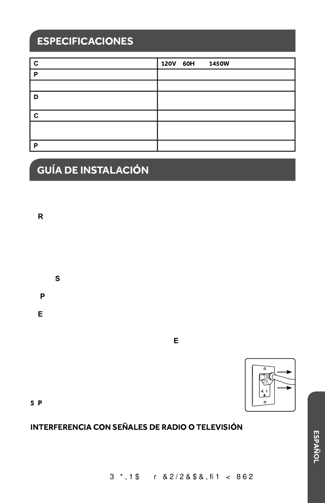 Haier HMC1035SESS user manual Especificaciones, Guía DE Instalación, Interferencia CON Señales DE Radio O Televisión 