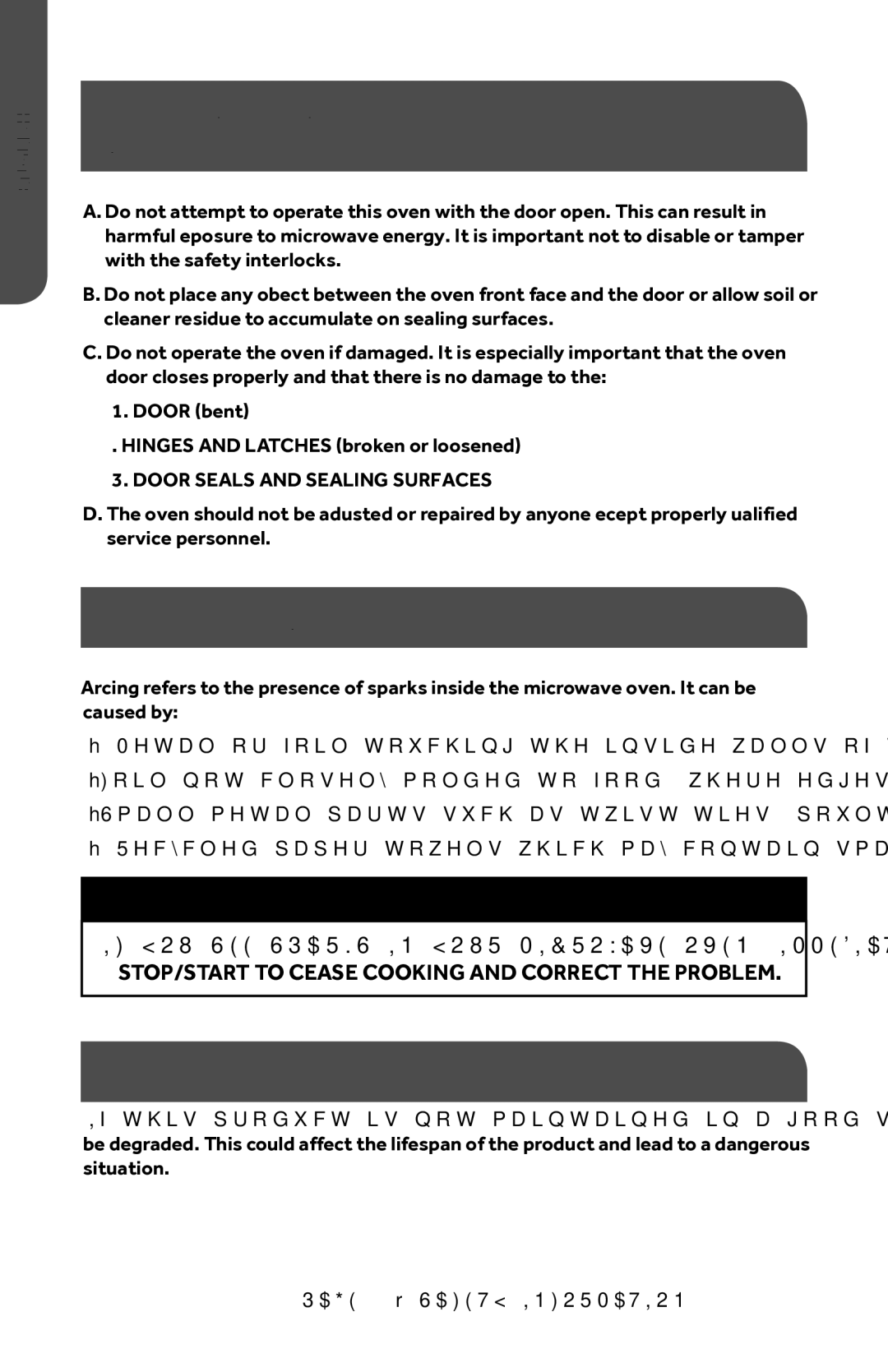 Haier HMC1035SESS user manual Special Note on Arcing, Addendum 