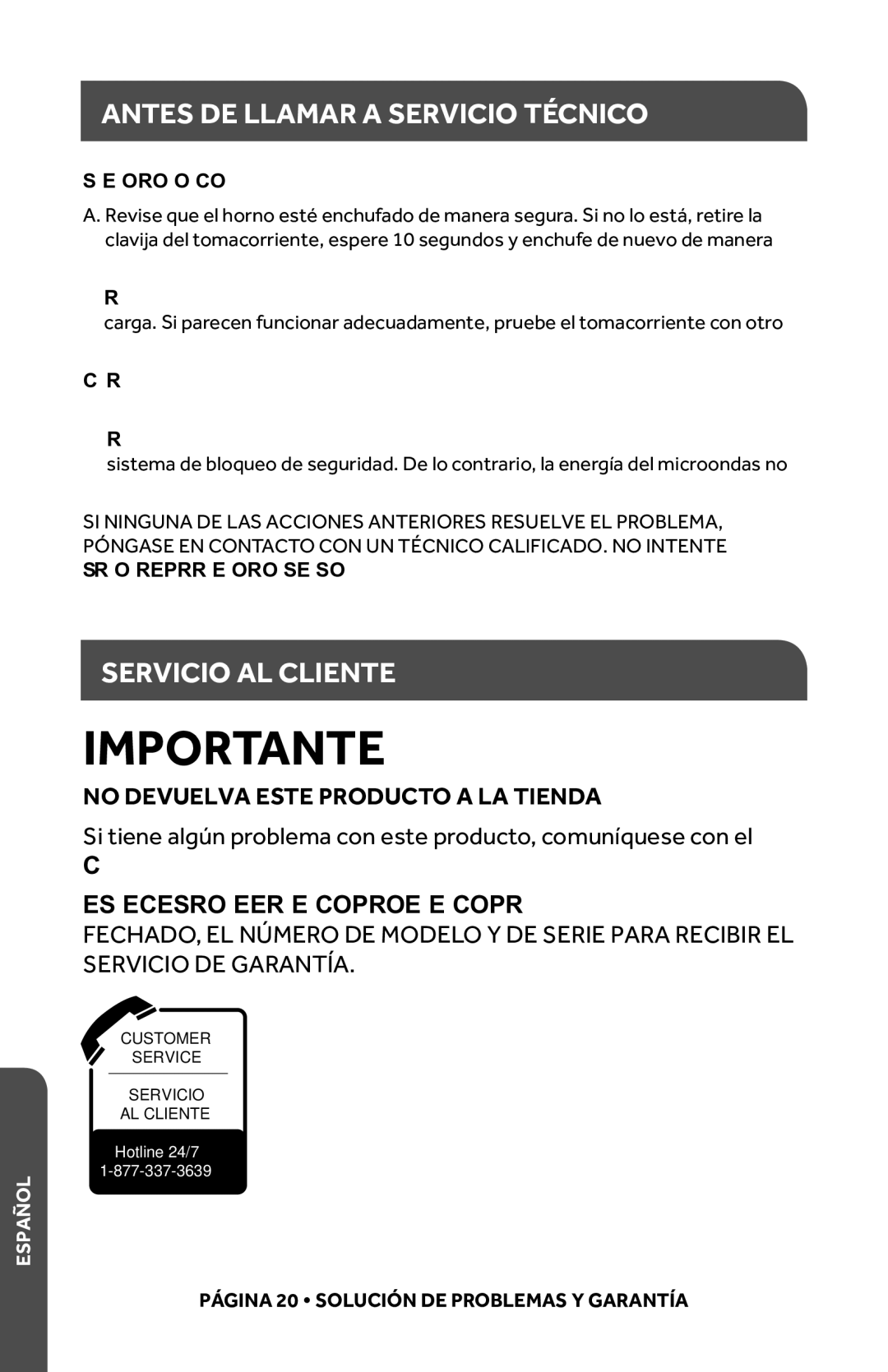 Haier HMC1035SESS user manual Antes DE Llamar a Servicio Técnico, Servicio AL Cliente 