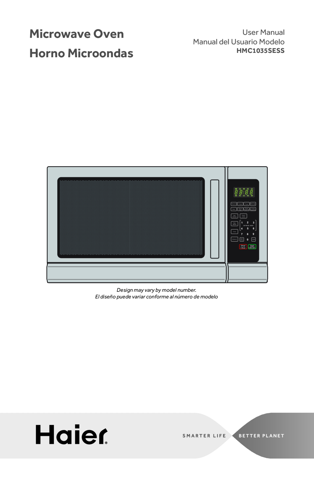Haier HMC1035SESS user manual Microwave Oven Horno Microondas, User Manual Manual del Usuario Modelo, Stop, Start, Clear 