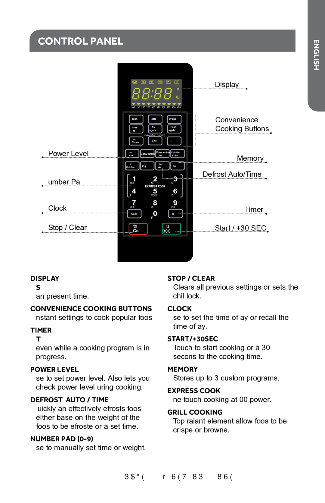 Haier HMC1085SESS user manual Control Panel, Display 