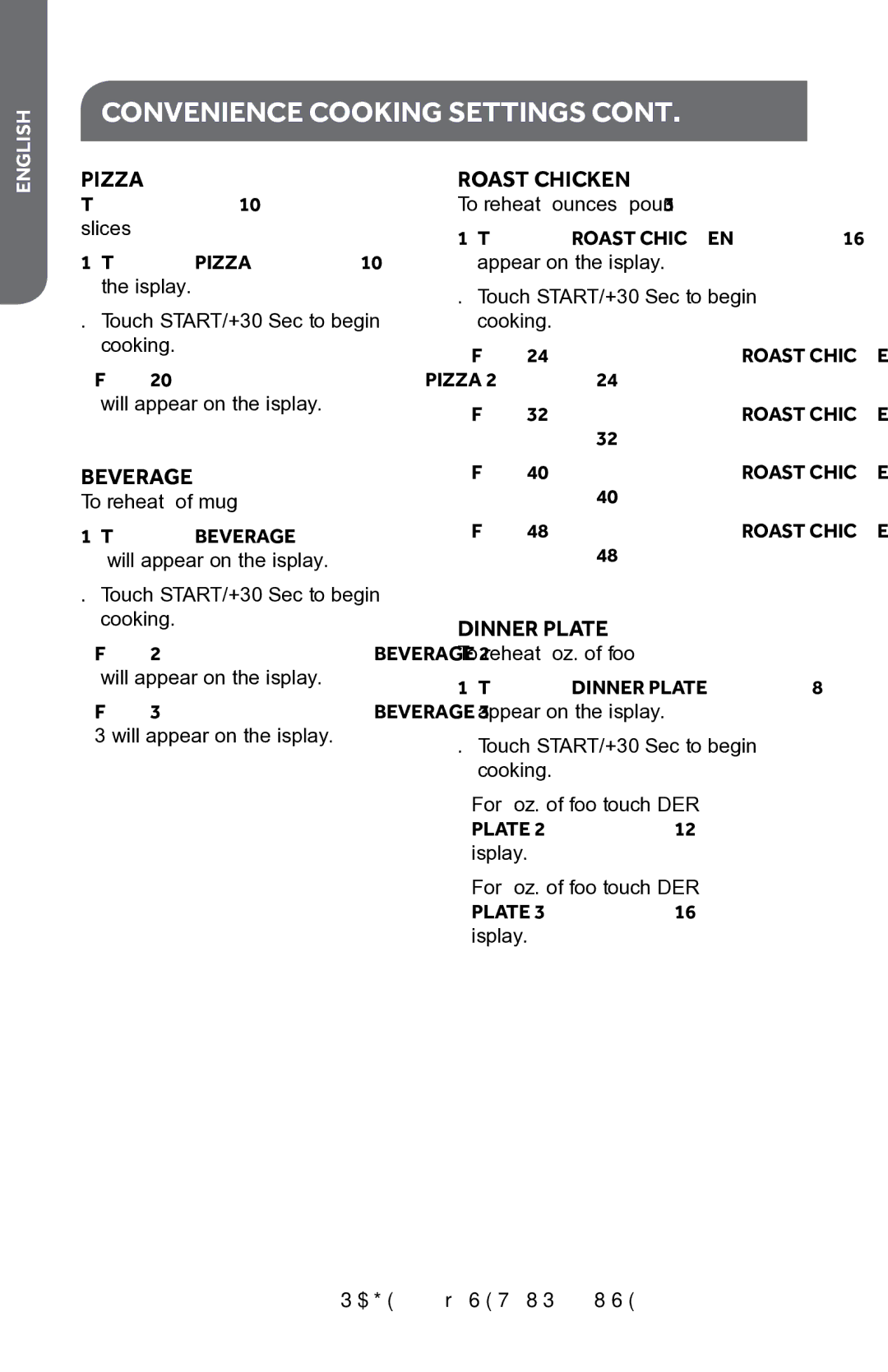 Haier HMC1085SESS user manual Pizza, Beverage, Roast Chicken, Dinner Plate 