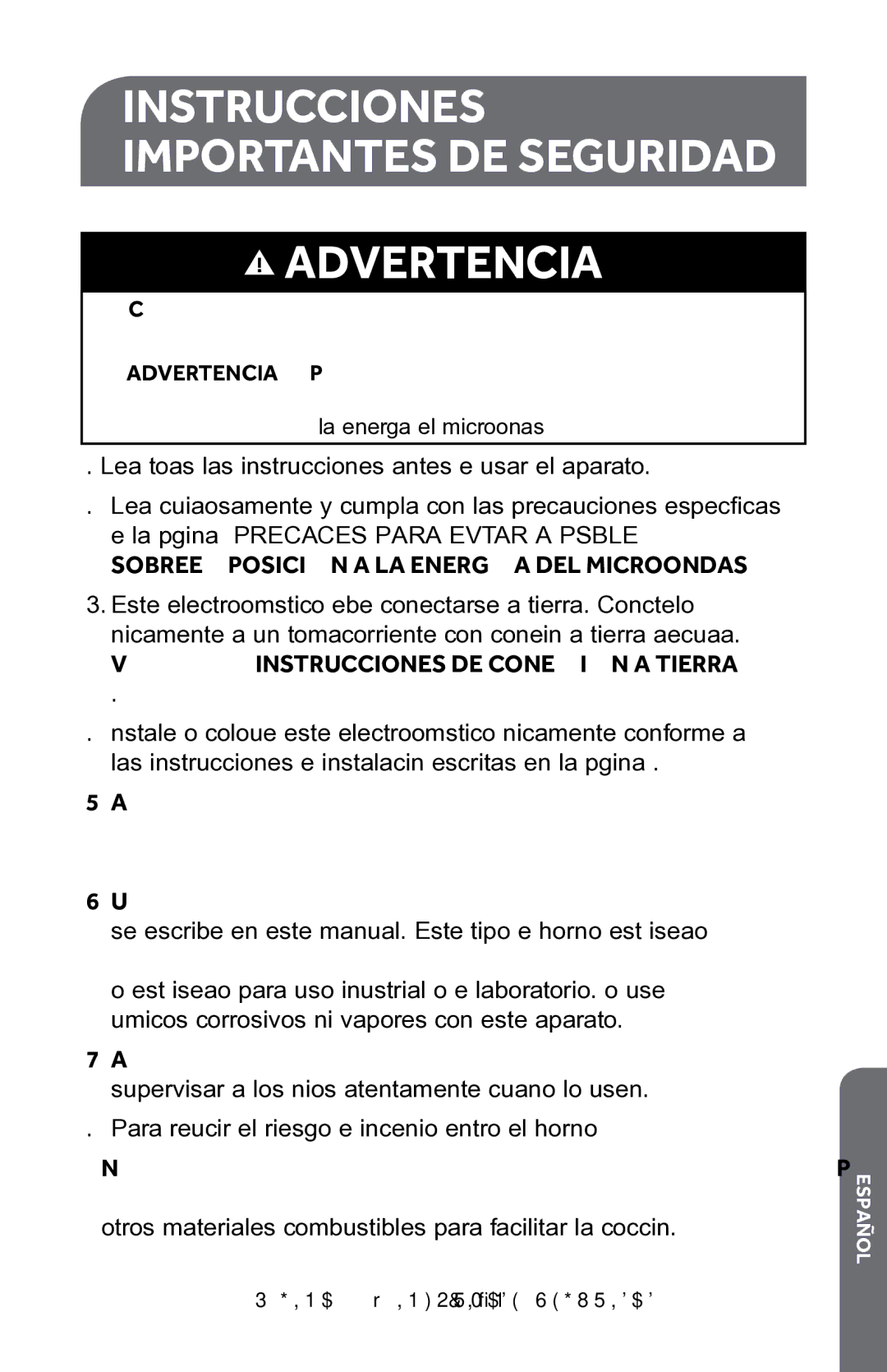 Haier HMC1085SESS user manual Advertencia 