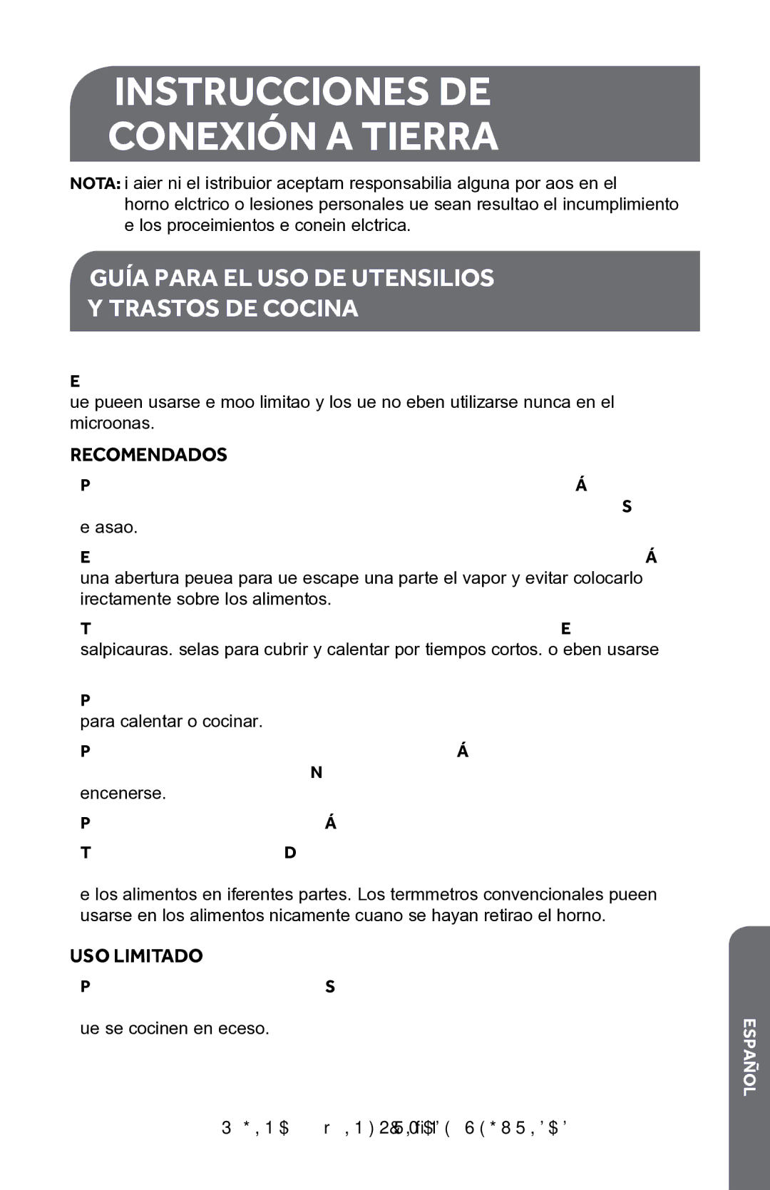 Haier HMC1085SESS user manual Guía Para EL USO DE Utensilios Trastos DE Cocina, Recomendados, USO Limitado 