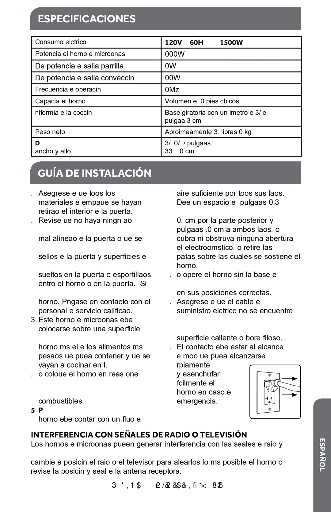 Haier HMC1085SESS user manual Especificaciones, Guía DE Instalación, Interferencia CON Señales DE Radio O Televisión 