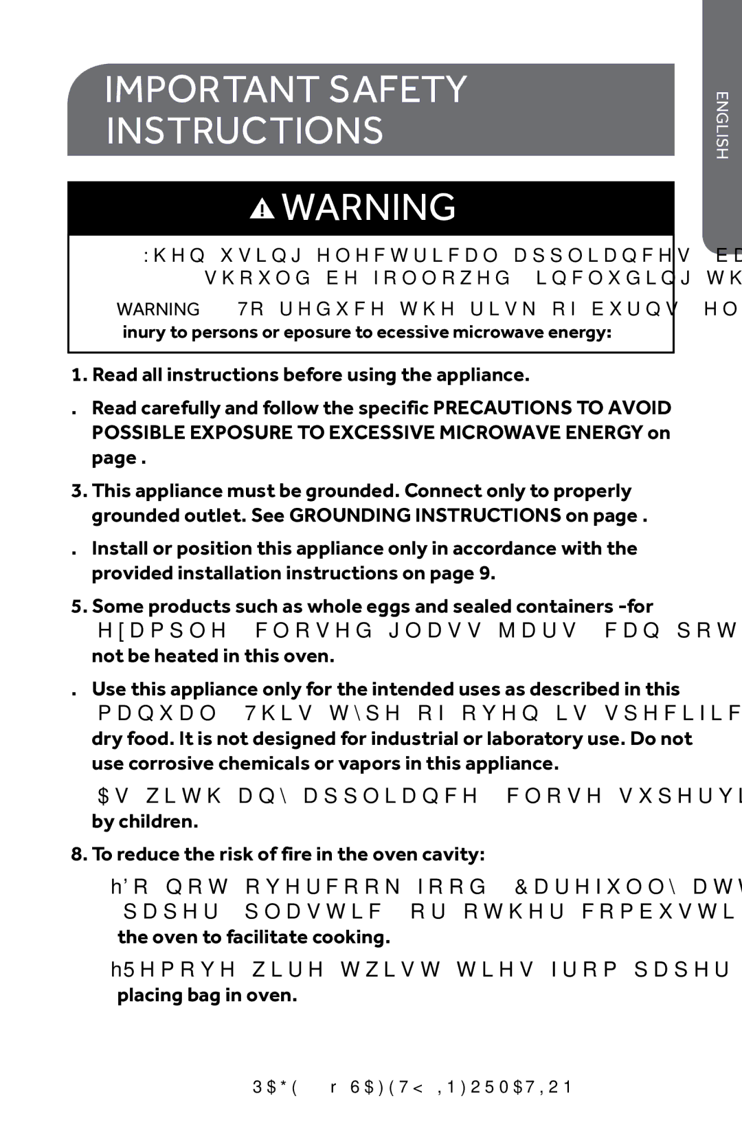 Haier HMC1085SESS user manual Important safety instructions 